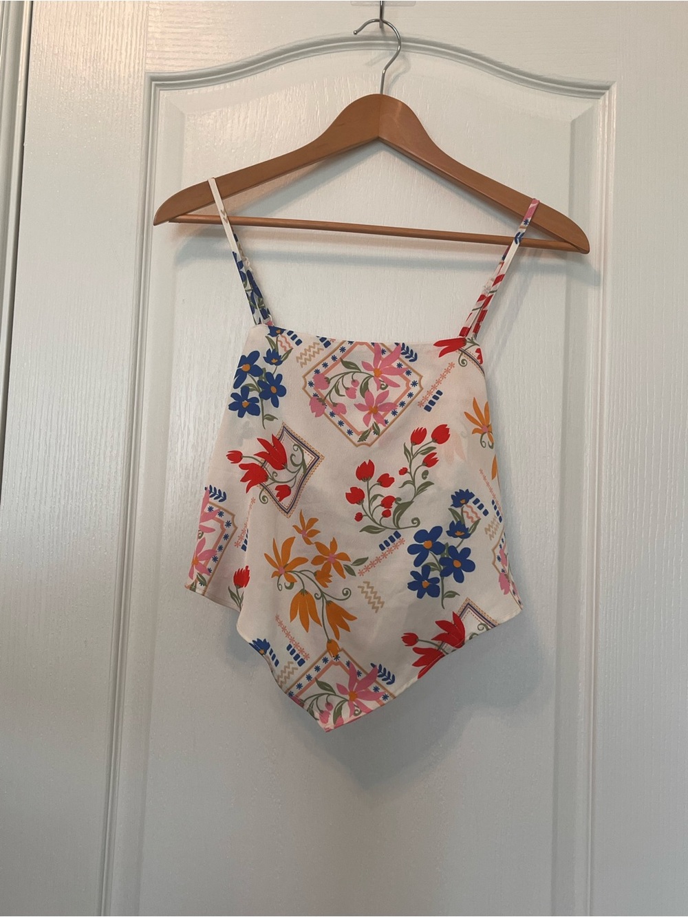 Floral Handkerchief Hem Camisole - Cream Multi